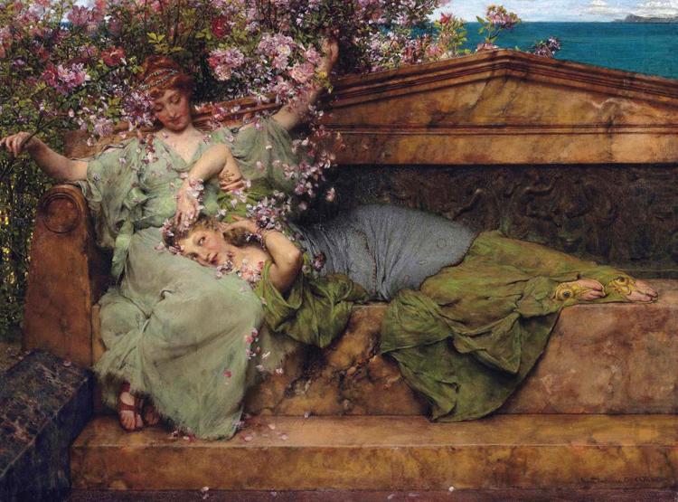 Alma-Tadema, Sir Lawrence In a Rose Garden (mk23) china oil painting image